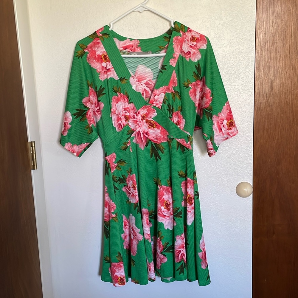 ASOS Floral Green Pink Dress
